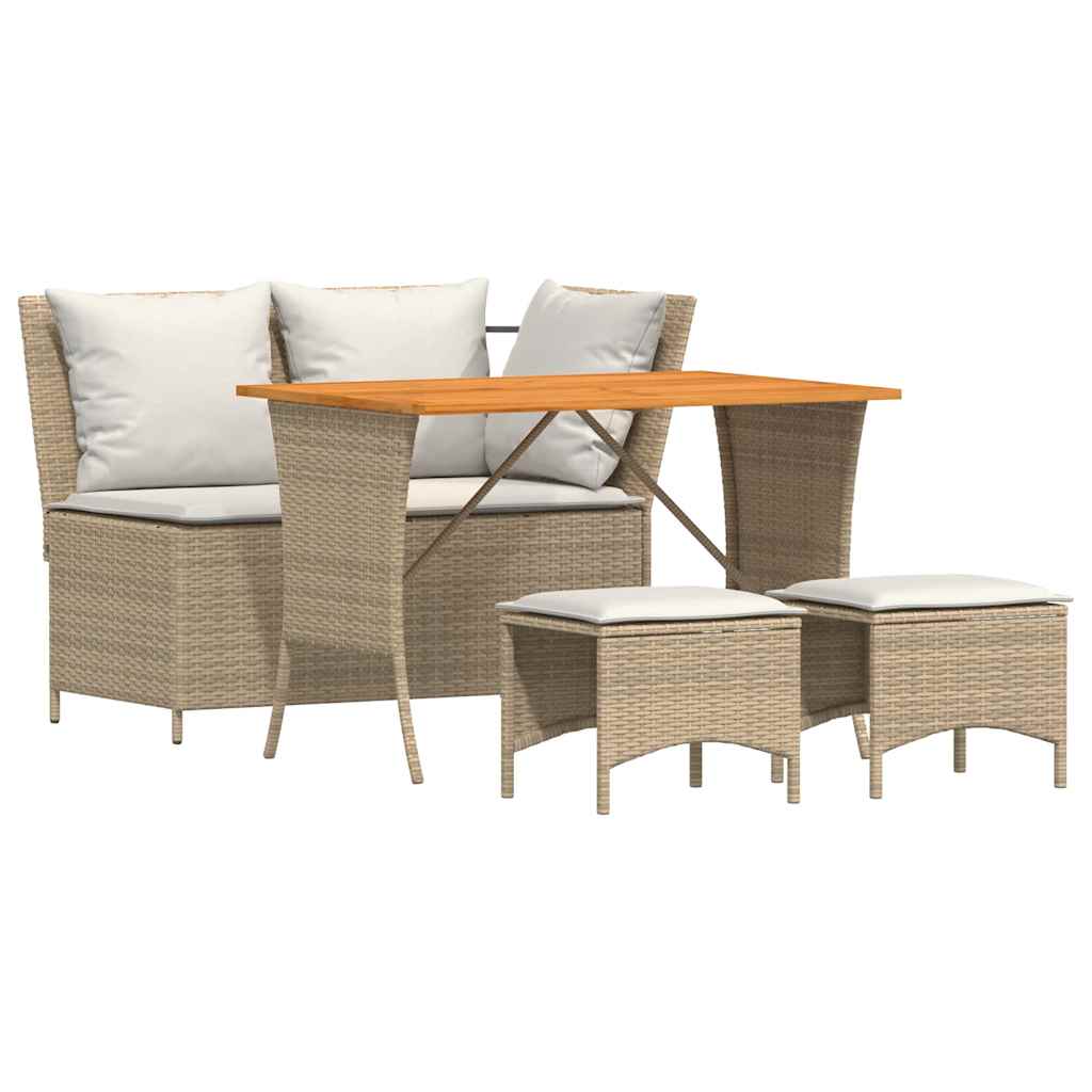 Ensemble à manger de jardin coussins 4 pcs beige résine tressée - XIOS