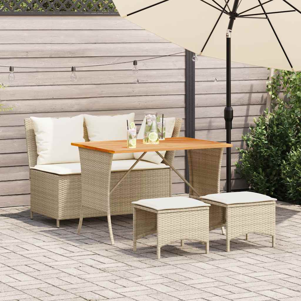 Ensemble à manger de jardin coussins 4 pcs beige résine tressée - XIOS