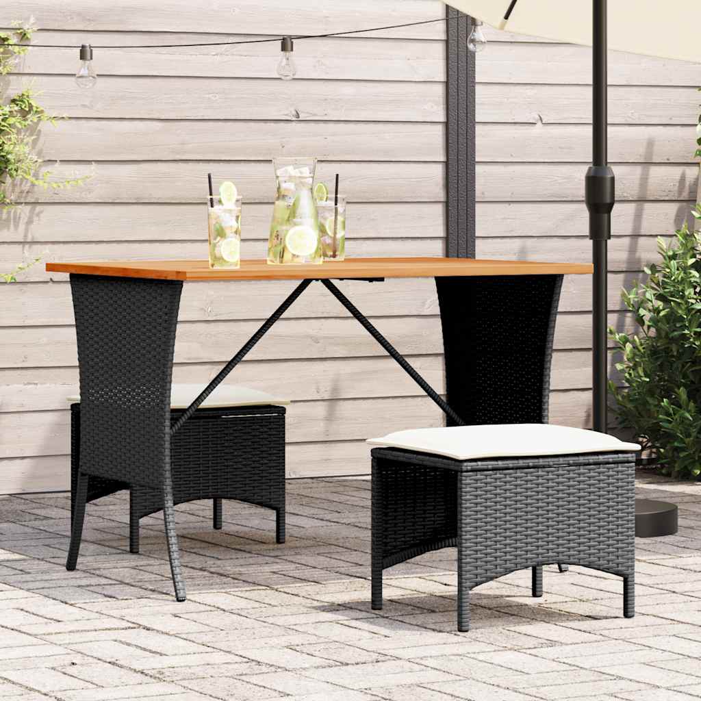 Ensemble à manger de jardin avec coussins 3 pcs Noir - XIOS