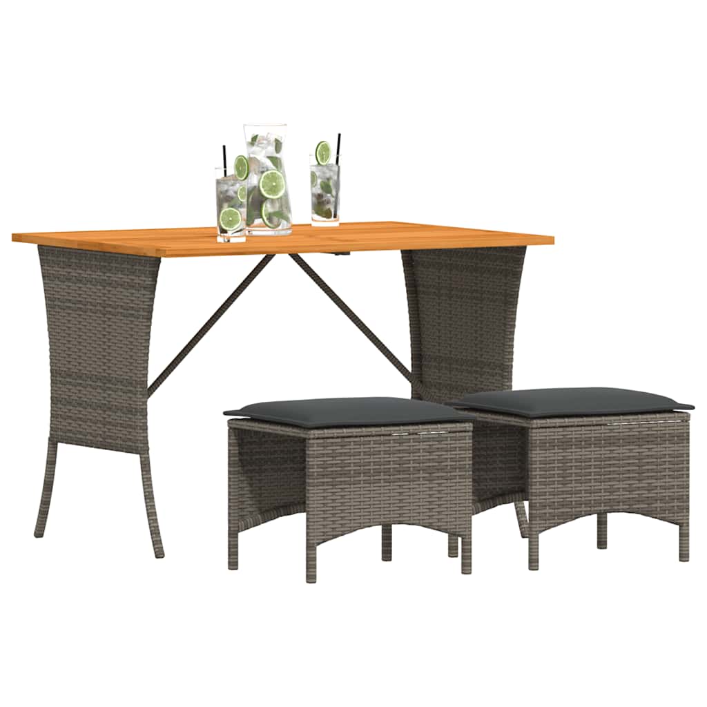 Ensemble à manger de jardin 3 pcs coussins gris résine tressée - XIOS