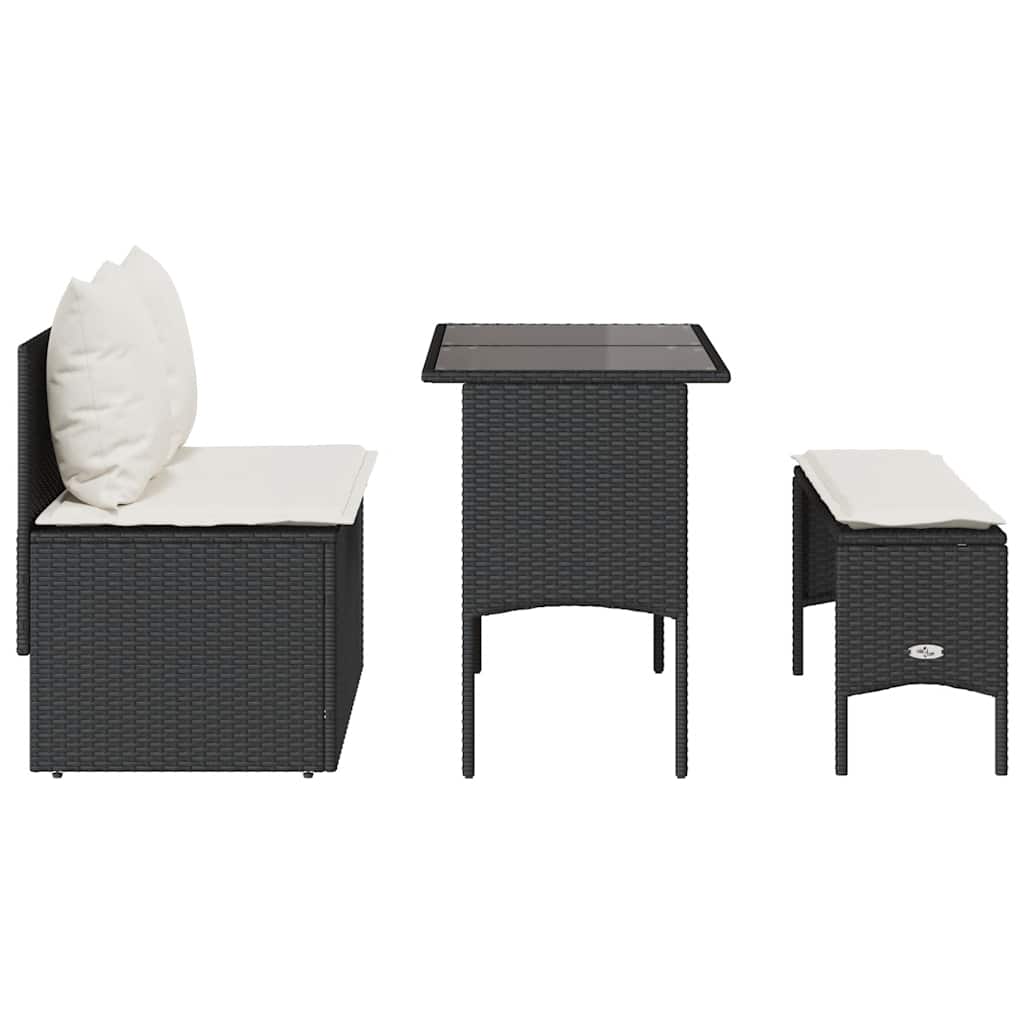 Ensemble à manger de jardin avec coussins 3 pcs Noir - XIOS