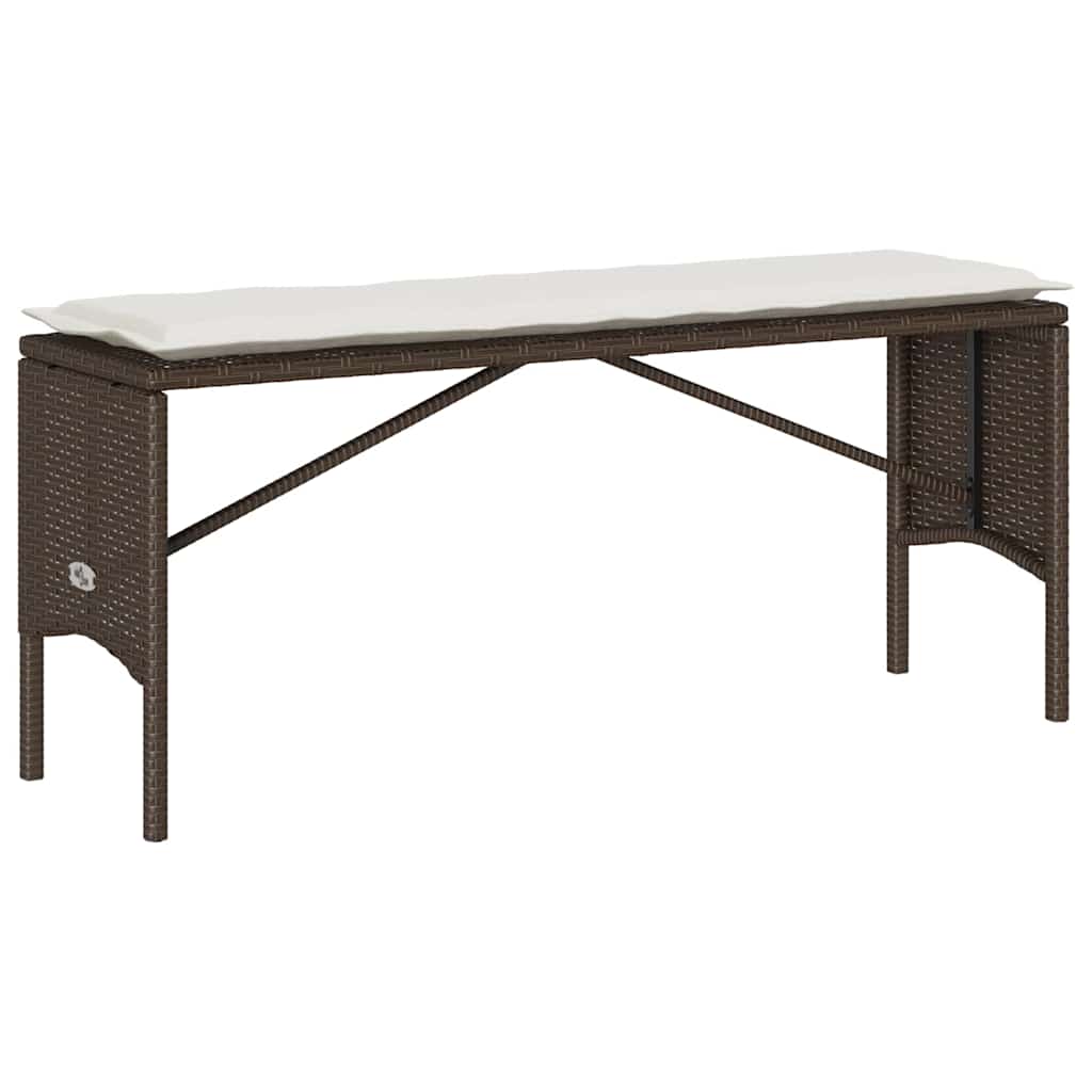 Ensemble à manger de jardin 3 pcs et coussins marron poly rotin - XIOS