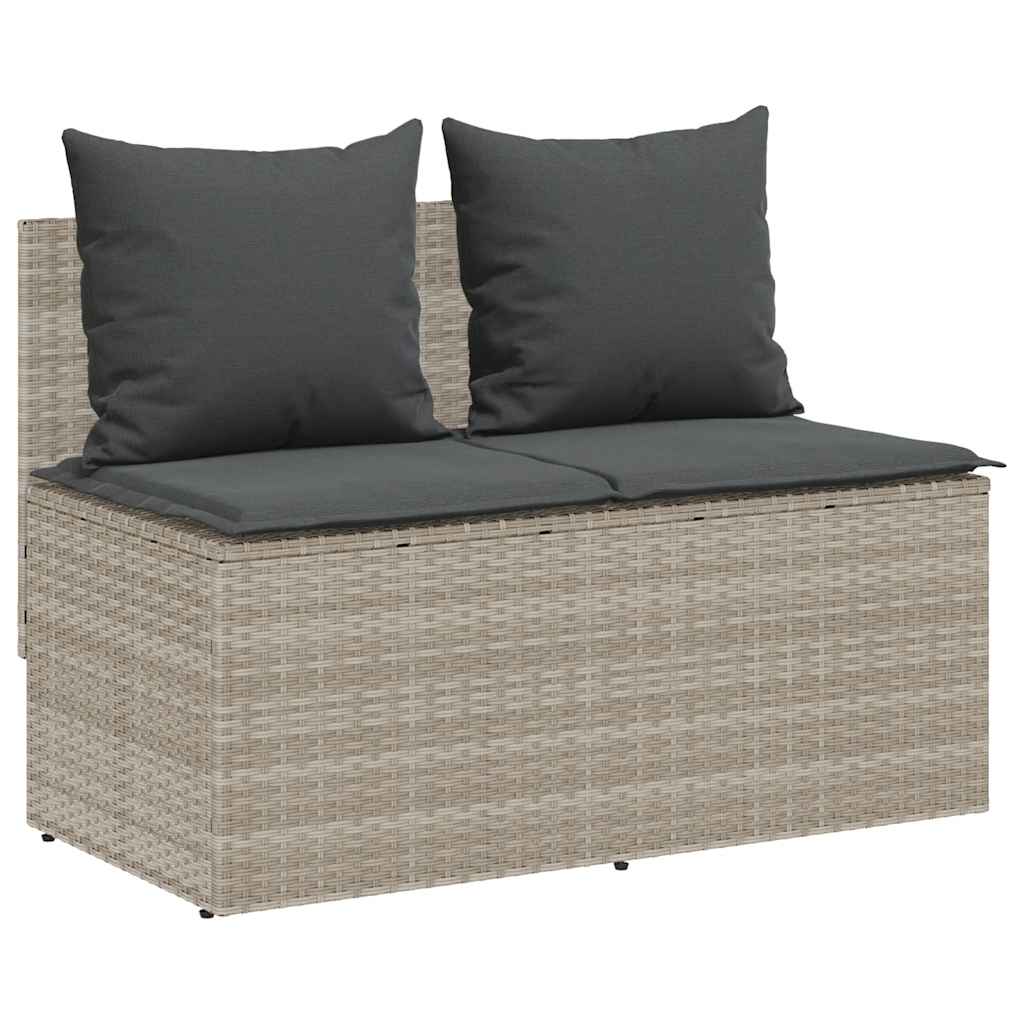 Ensemble à manger de jardin 3pcs coussins gris clair poly rotin - XIOS