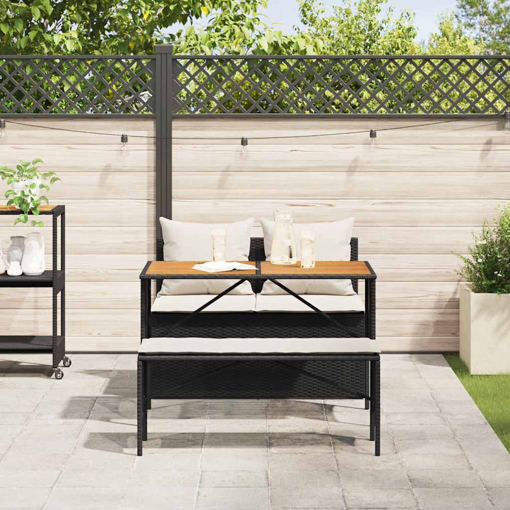 Ensemble de salle à manger de jardin 3 pcs avec coussins noir résine tressée - XIOS