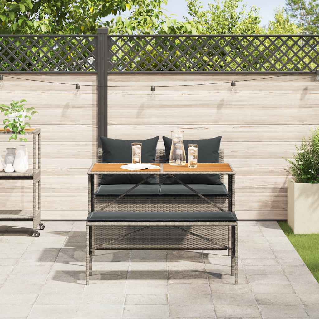 Ensemble de salle à manger de jardin 3 pcs avec coussins gris résine tressée - XIOS