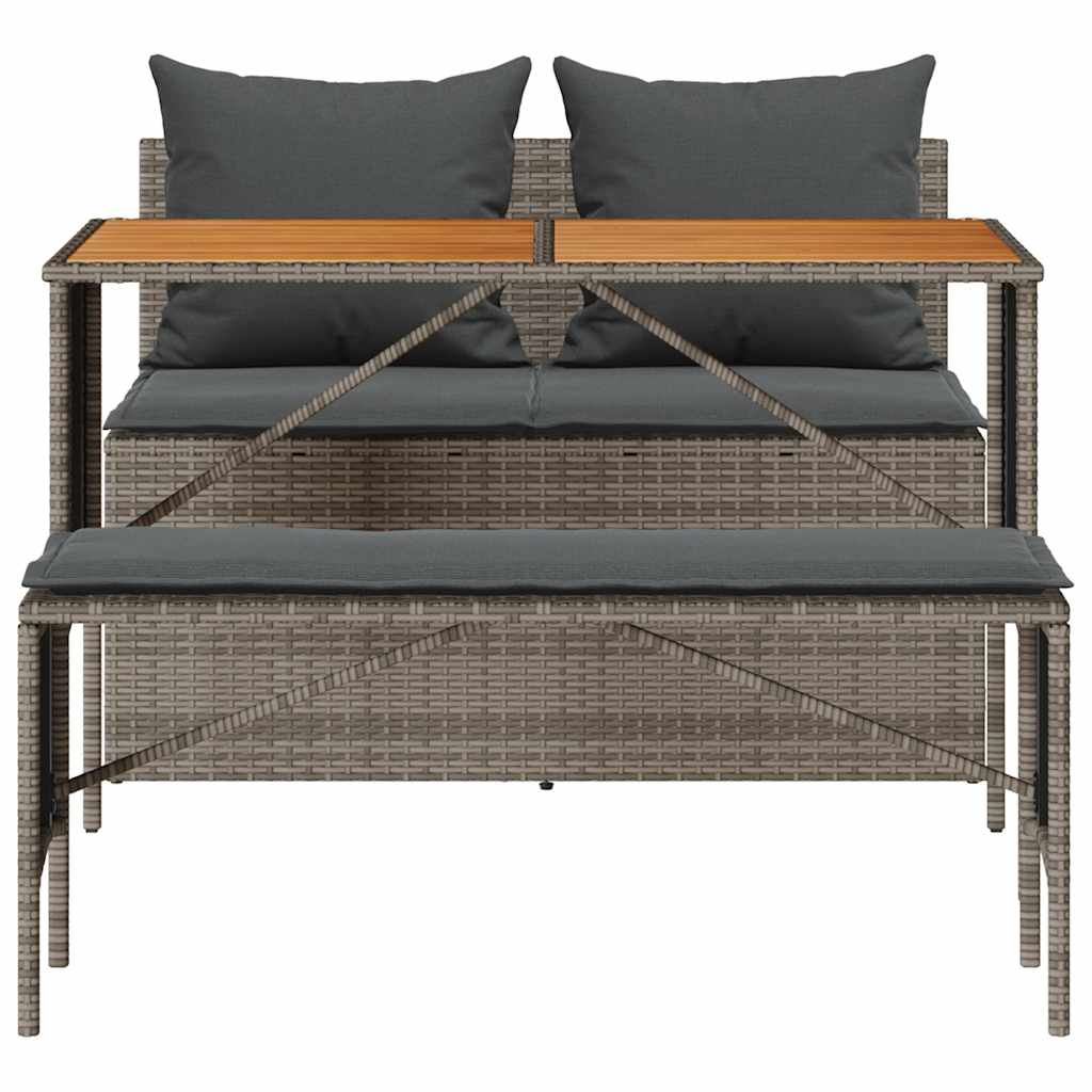 Ensemble de salle à manger de jardin 3 pcs avec coussins gris résine tressée - XIOS