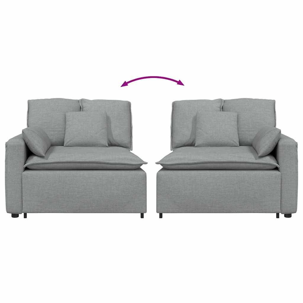 Module d'extrémité d'accoudoir de canapé modulaire avec coussins gris clair 100 cm - XIOS