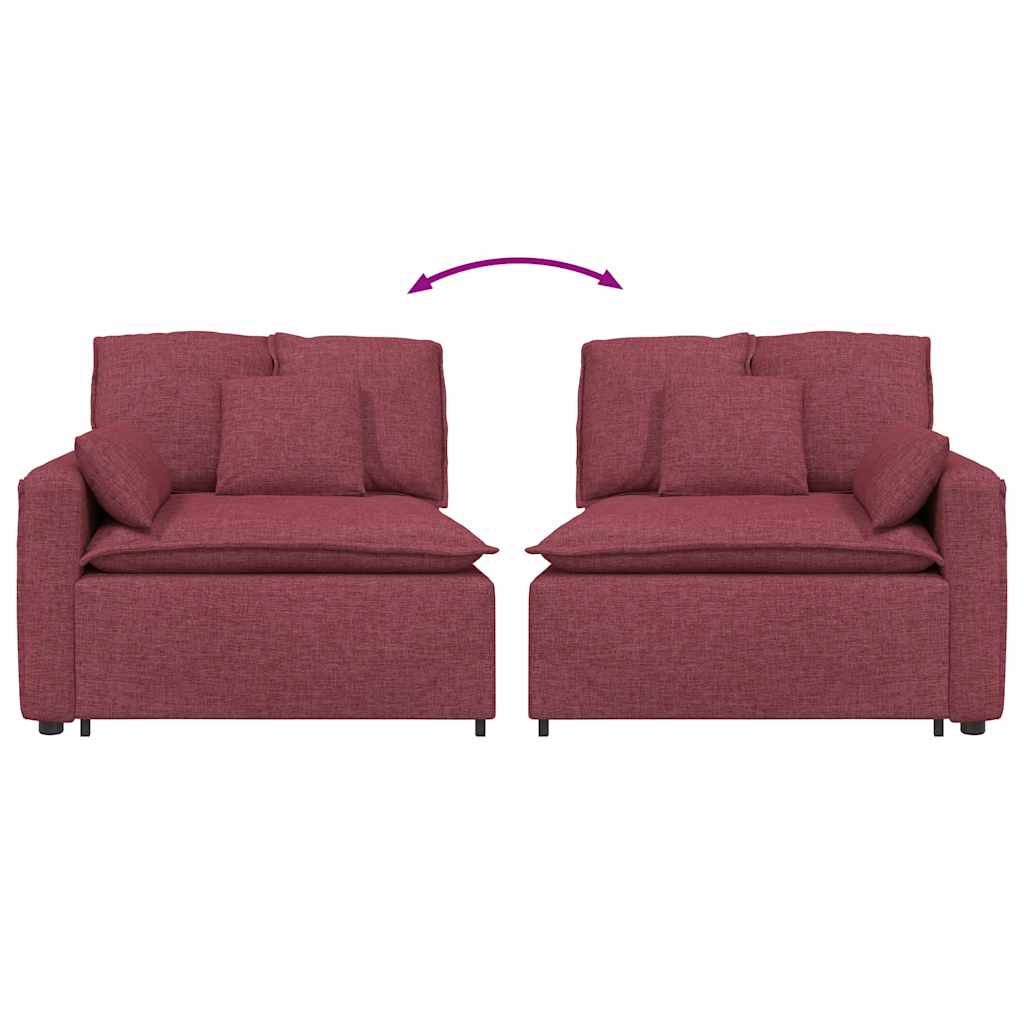 Module d'extrémité d'accoudoir de canapé modulaire avec coussins rouge bordeaux 100 cm - XIOS