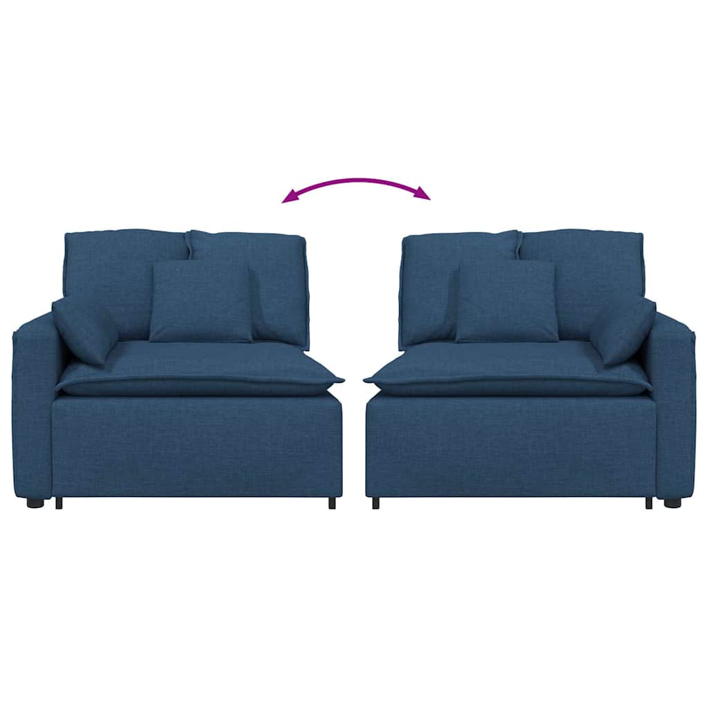 Module d'extrémité d'accoudoir de canapé modulaire avec coussins bleus 100 cm - XIOS