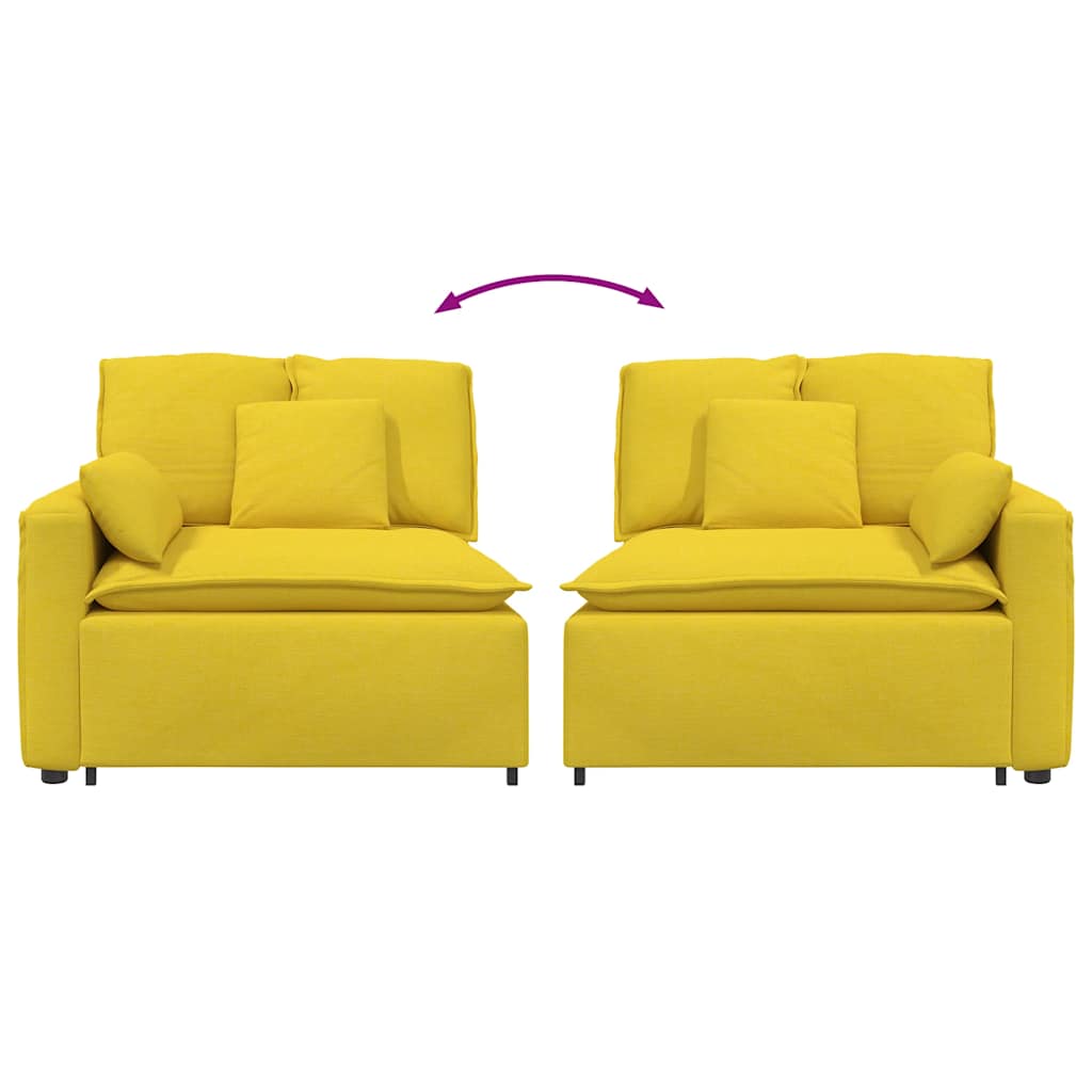 Module d'extrémité d'accoudoir de canapé modulaire avec coussins jaune clair 100 cm - XIOS