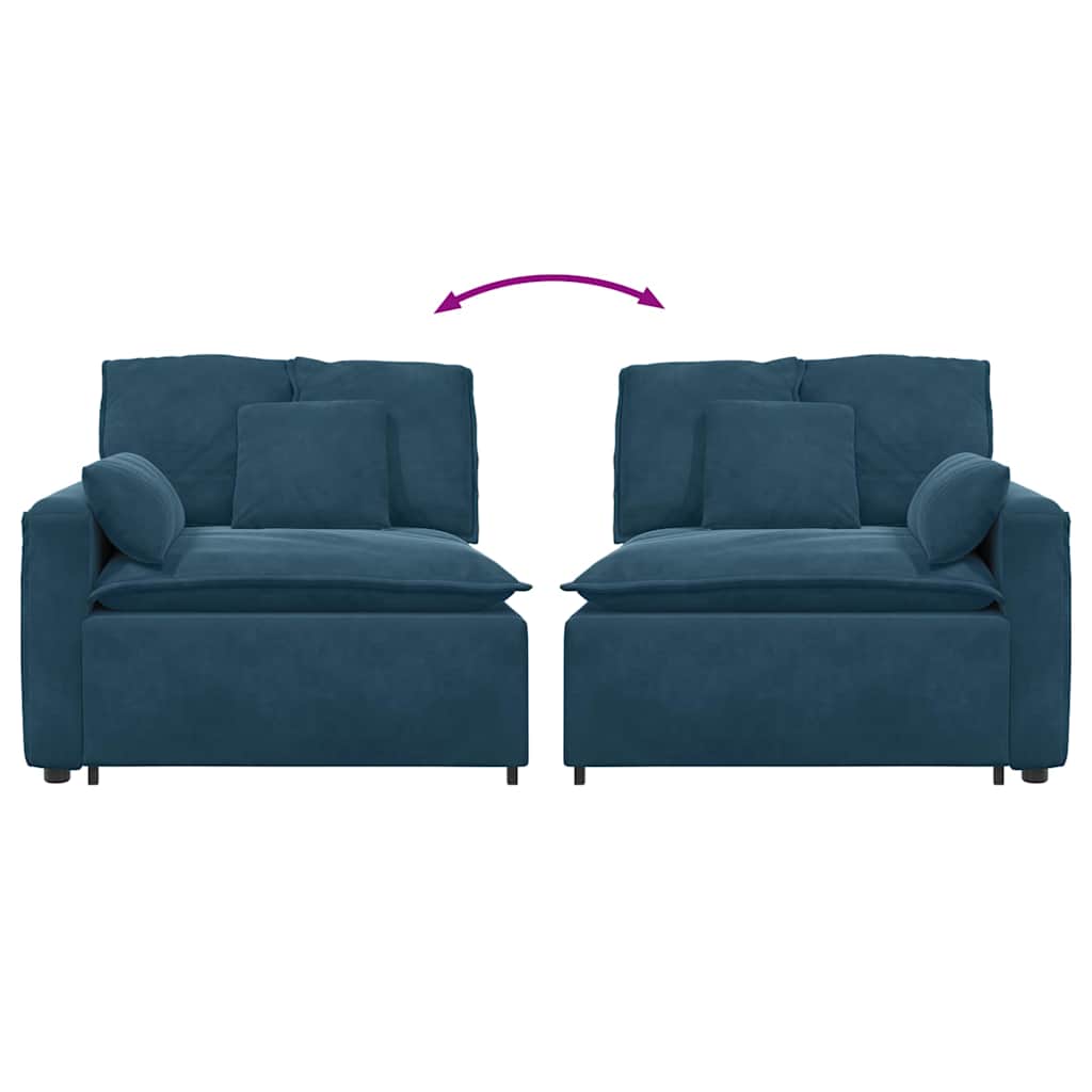 Module d'extrémité d'accoudoir de canapé modulaire avec coussins bleus 100 cm - XIOS