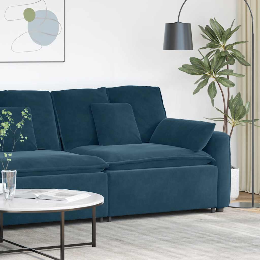 Module d'extrémité d'accoudoir de canapé modulaire avec coussins bleus 100 cm - XIOS