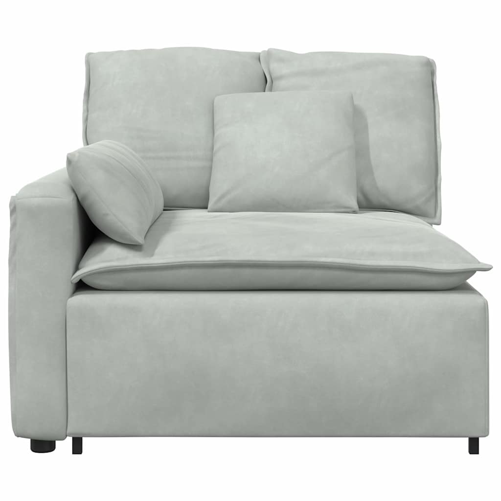 Module d'extrémité d'accoudoir de canapé modulaire avec coussins gris clair 100 cm - XIOS