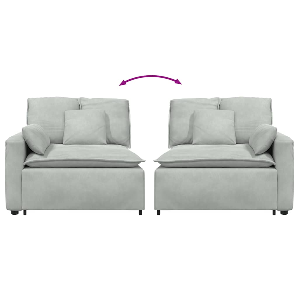 Module d'extrémité d'accoudoir de canapé modulaire avec coussins gris clair 100 cm - XIOS