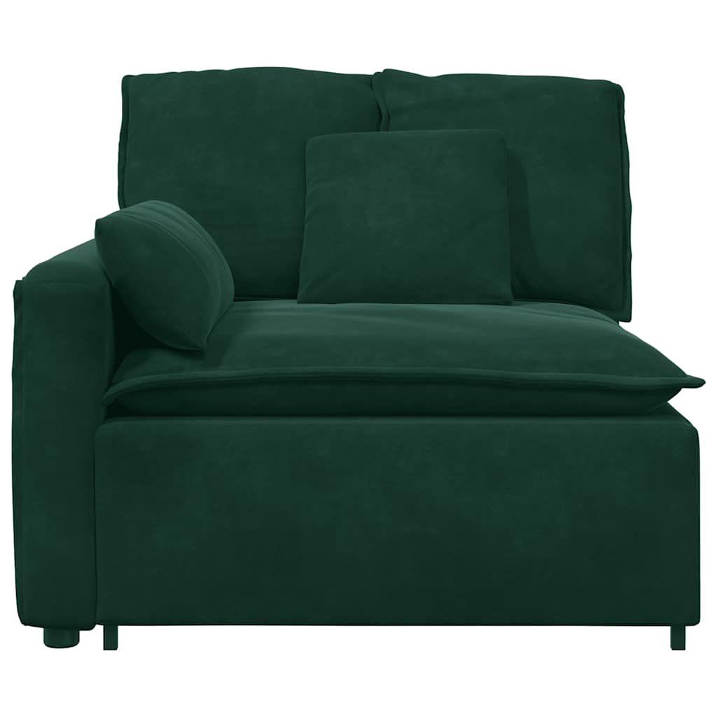 Module d'extrémité d'accoudoir de canapé modulaire avec coussins vert foncé 100 cm - XIOS