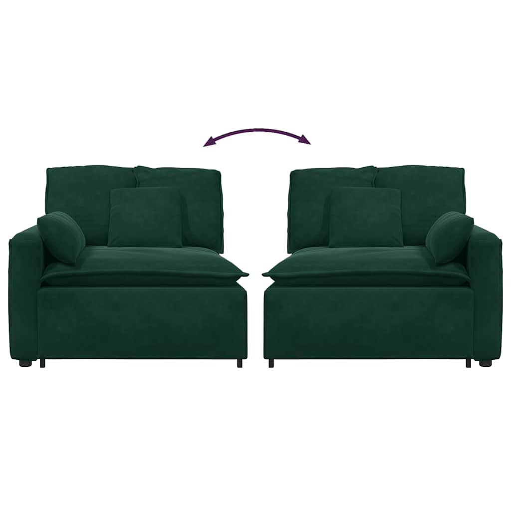 Module d'extrémité d'accoudoir de canapé modulaire avec coussins vert foncé 100 cm - XIOS