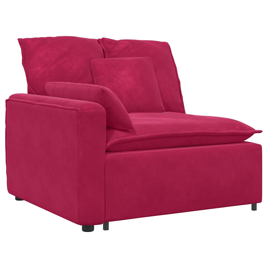 Module d'extrémité d'accoudoir de canapé modulaire avec coussins rouge bordeaux 100 cm - XIOS