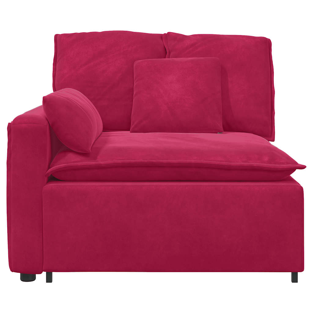 Module d'extrémité d'accoudoir de canapé modulaire avec coussins rouge bordeaux 100 cm - XIOS