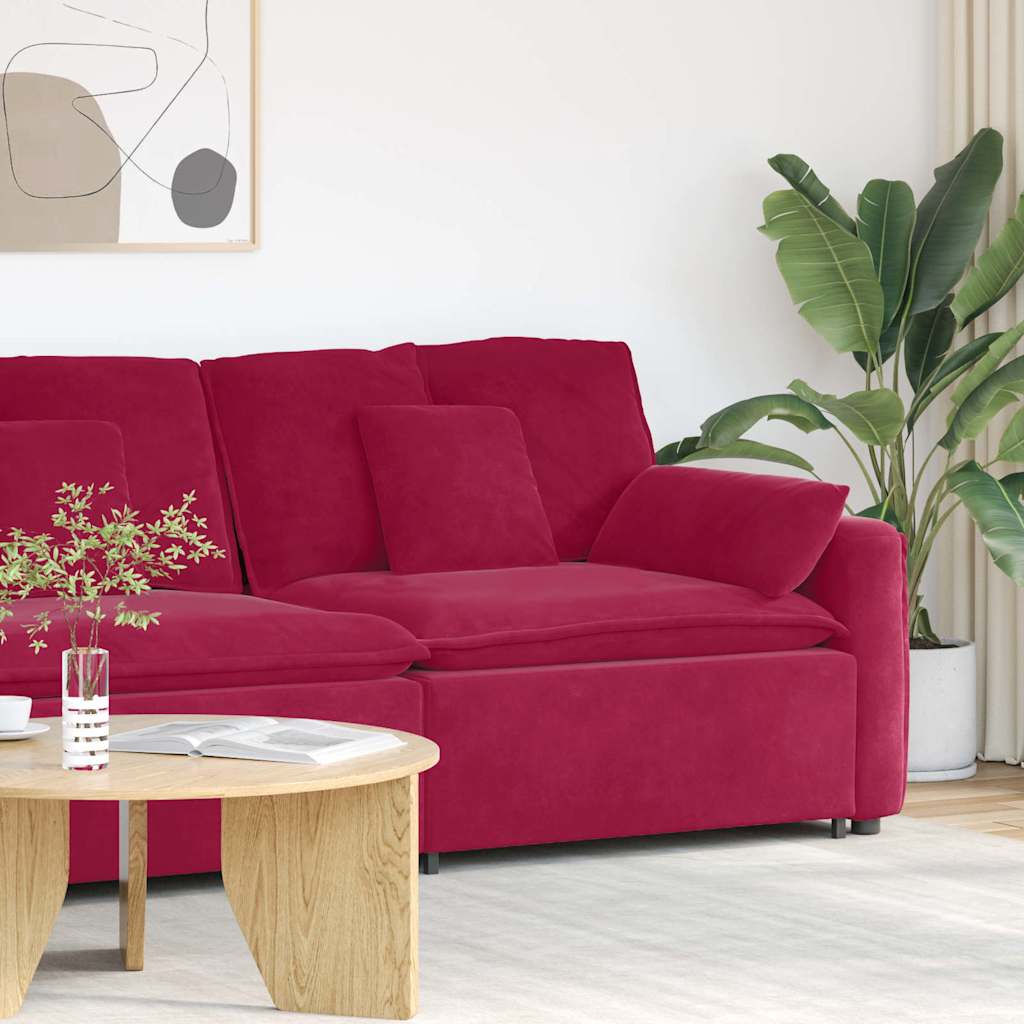 Module d'extrémité d'accoudoir de canapé modulaire avec coussins rouge bordeaux 100 cm - XIOS
