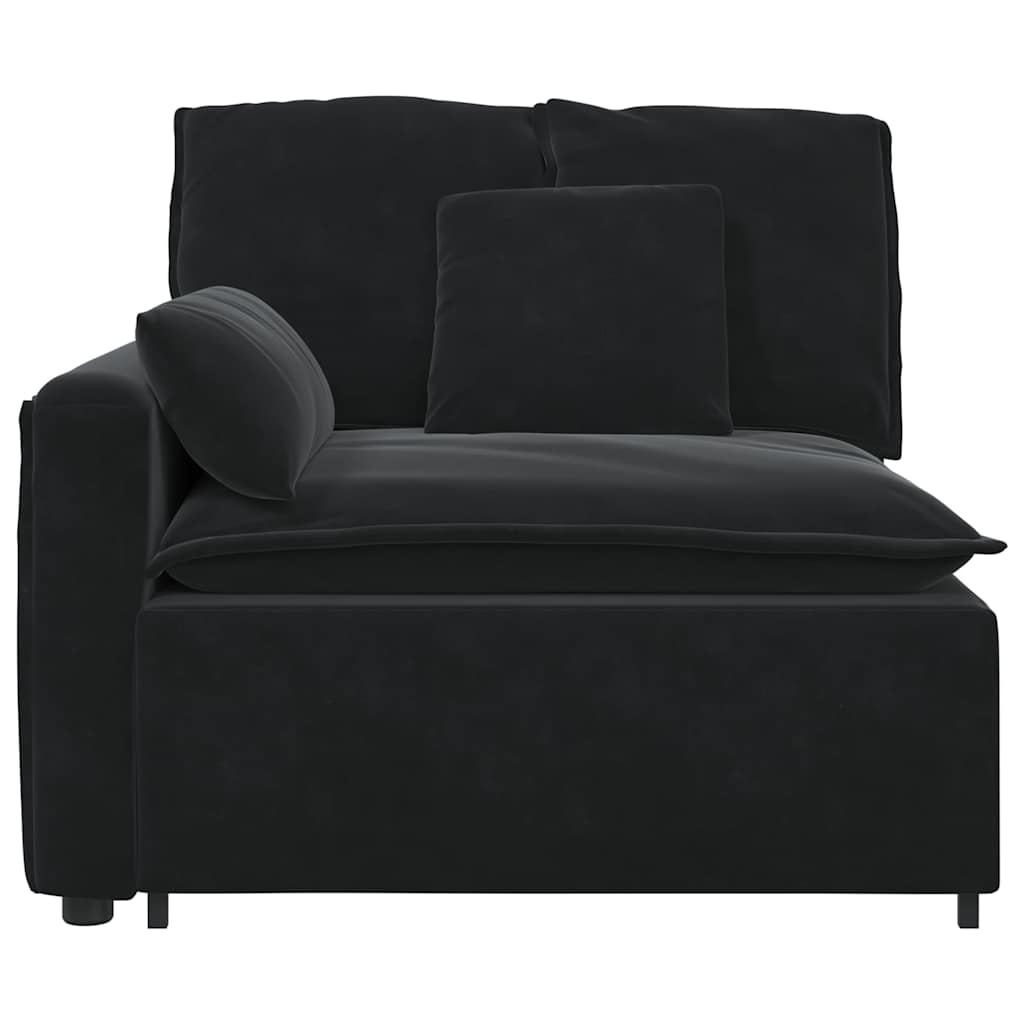 Module d'extrémité d'accoudoir de canapé modulaire avec coussins noirs 100 cm - XIOS