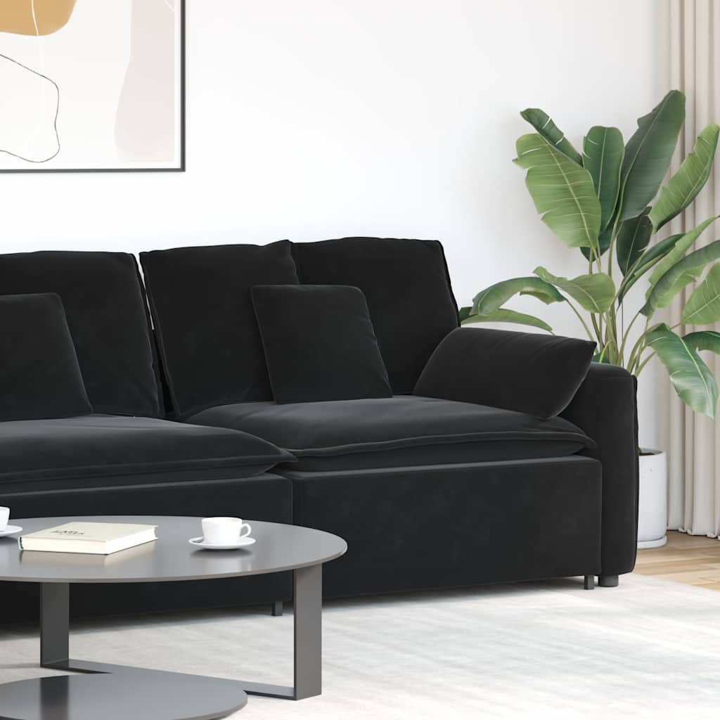 Module d'extrémité d'accoudoir de canapé modulaire avec coussins noirs 100 cm - XIOS