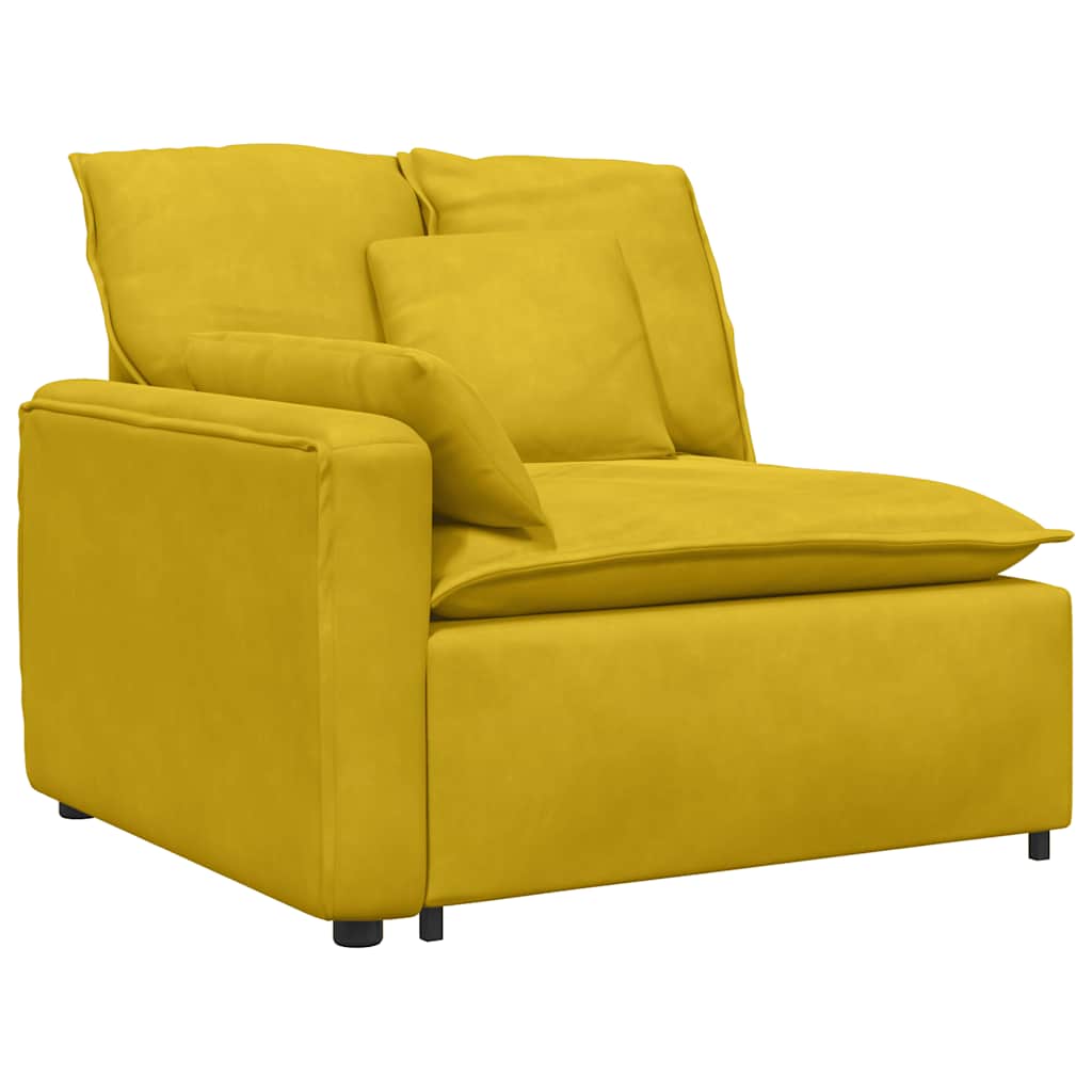 Module d'extrémité d'accoudoir de canapé modulaire avec coussins jaunes 100 cm - XIOS