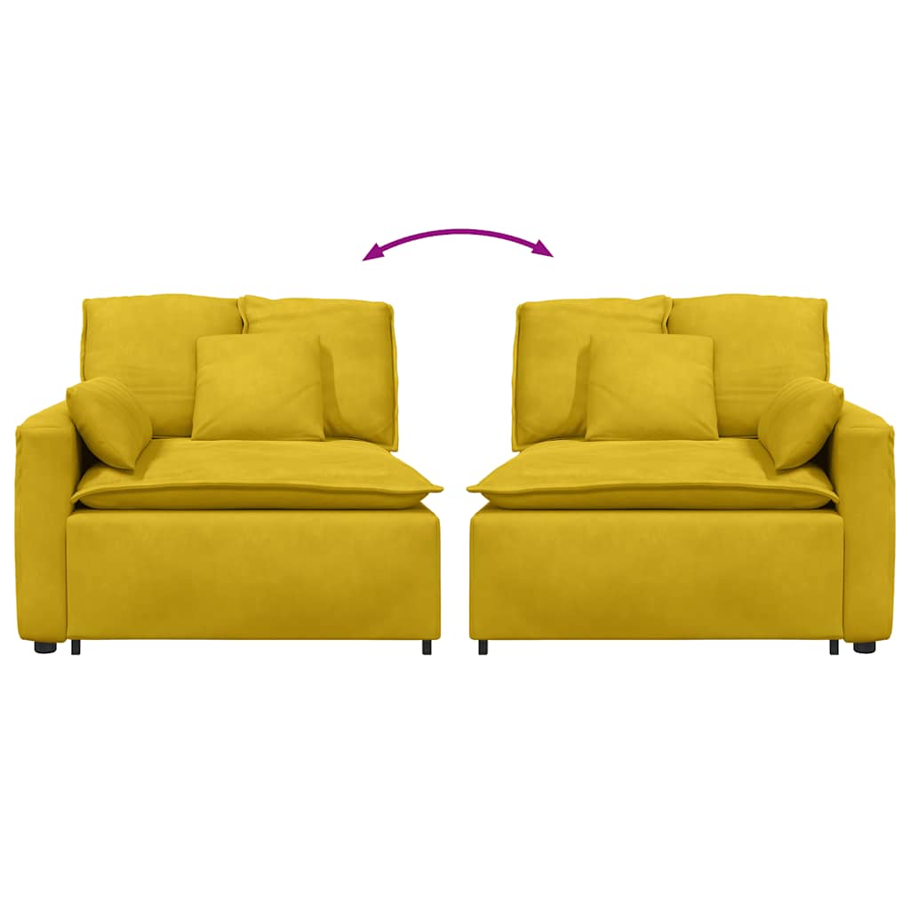 Module d'extrémité d'accoudoir de canapé modulaire avec coussins jaunes 100 cm - XIOS