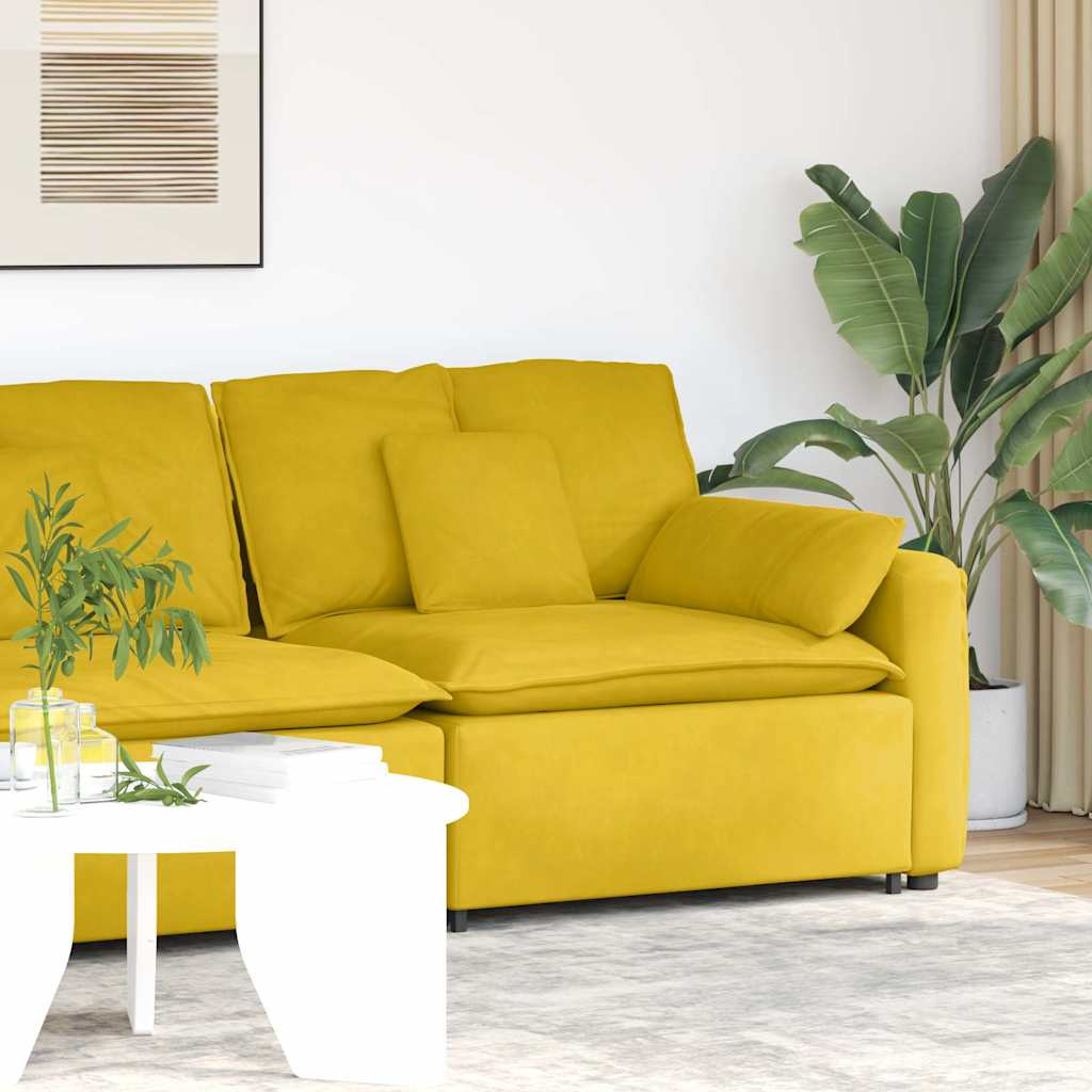 Module d'extrémité d'accoudoir de canapé modulaire avec coussins jaunes 100 cm - XIOS