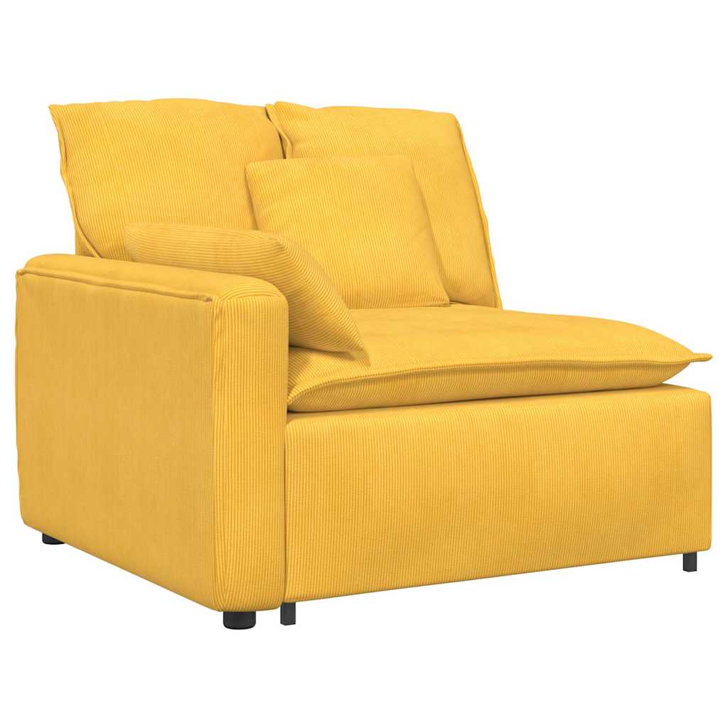 Module d'extrémité d'accoudoir de canapé modulaire avec coussins jaune clair 100 cm - XIOS