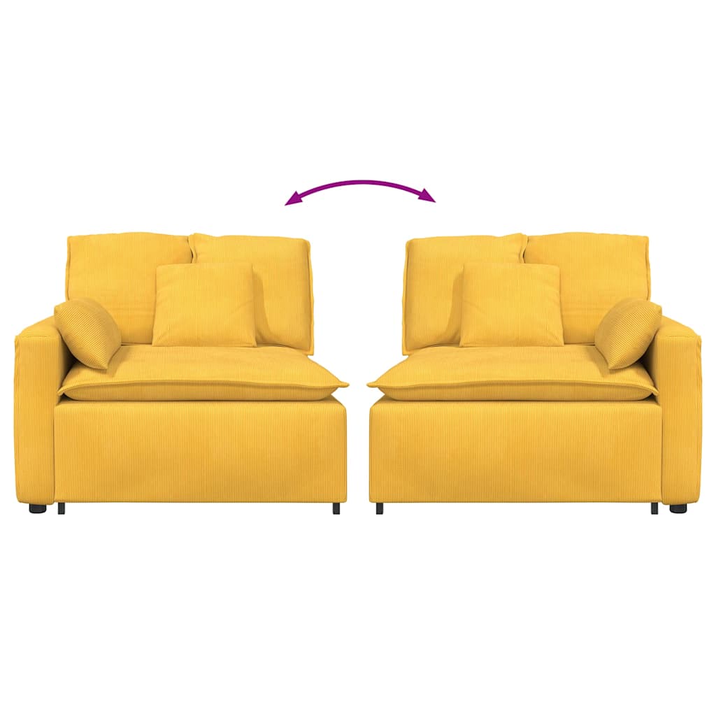 Module d'extrémité d'accoudoir de canapé modulaire avec coussins jaune clair 100 cm - XIOS