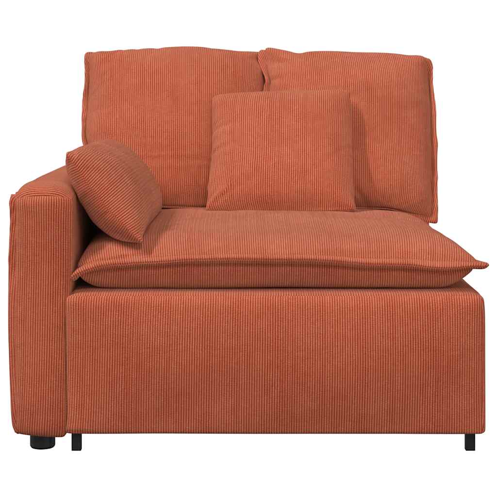 Module d'extrémité d'accoudoir de canapé modulaire avec coussins rouge orangé 100 cm - XIOS