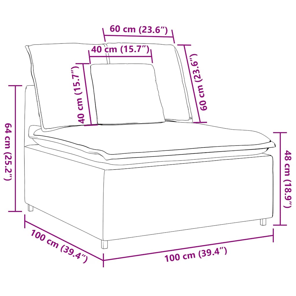 Module central de canapé modulable avec coussins noirs 100 cm - XIOS