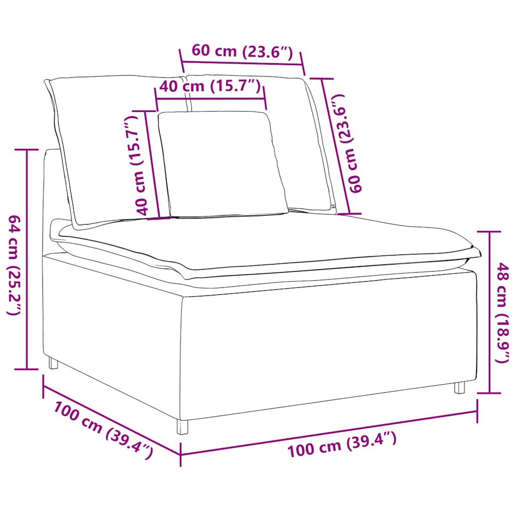 Module central de canapé modulable avec coussins gris foncé 100 cm - XIOS