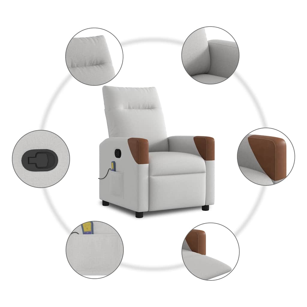 Fauteuil de massage inclinable gris nuage tissu - XIOS