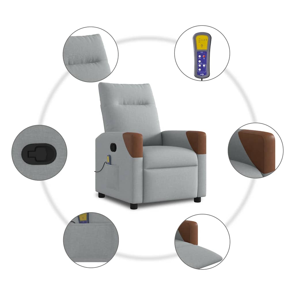 Fauteuil de massage inclinable Gris clair Tissu - XIOS