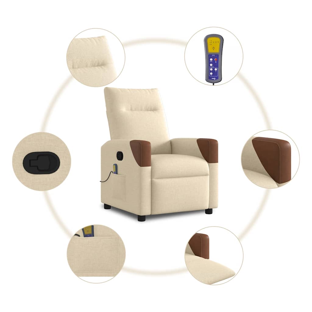 Fauteuil de massage inclinable Crème Tissu - XIOS
