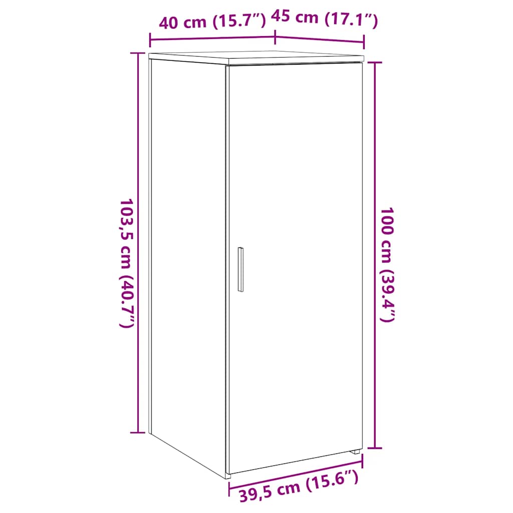 Armoire rangement chêne artisanal 40x45x103,5cm bois ingénierie