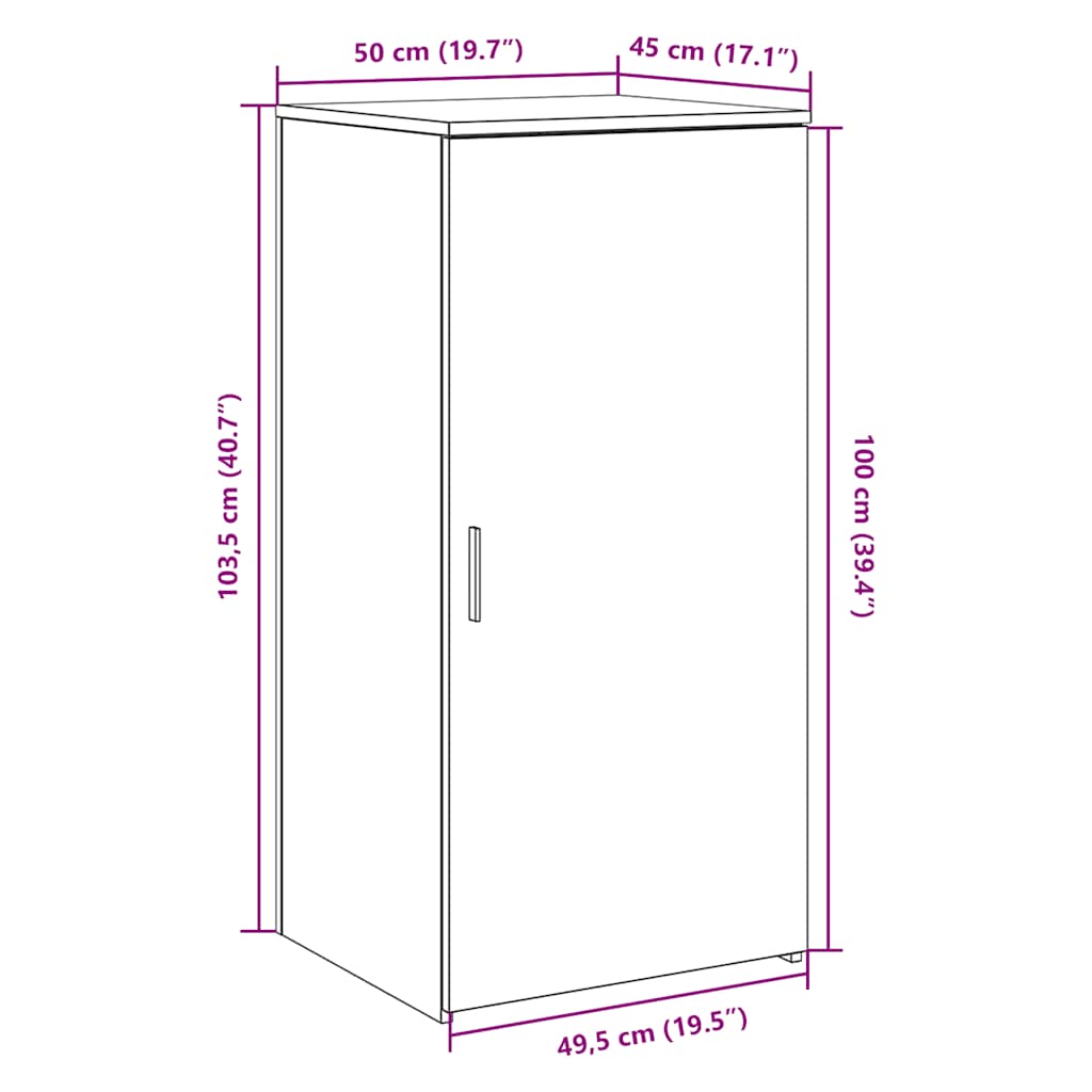 Armoire de rangement chêne fumé 50x45x103,5cm bois d'ingénierie - XIOS