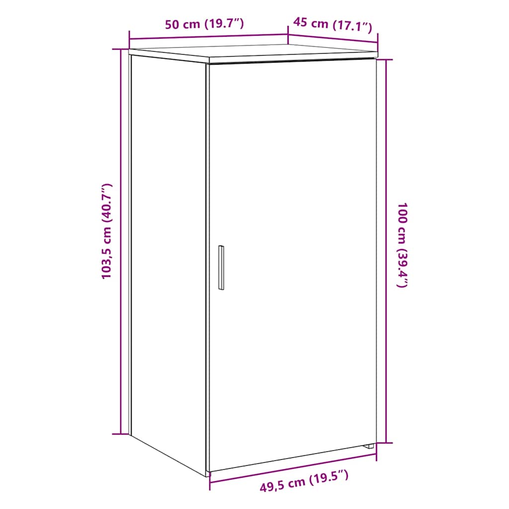 Armoire rangement chêne artisanal 50x45x103,5cm bois ingénierie