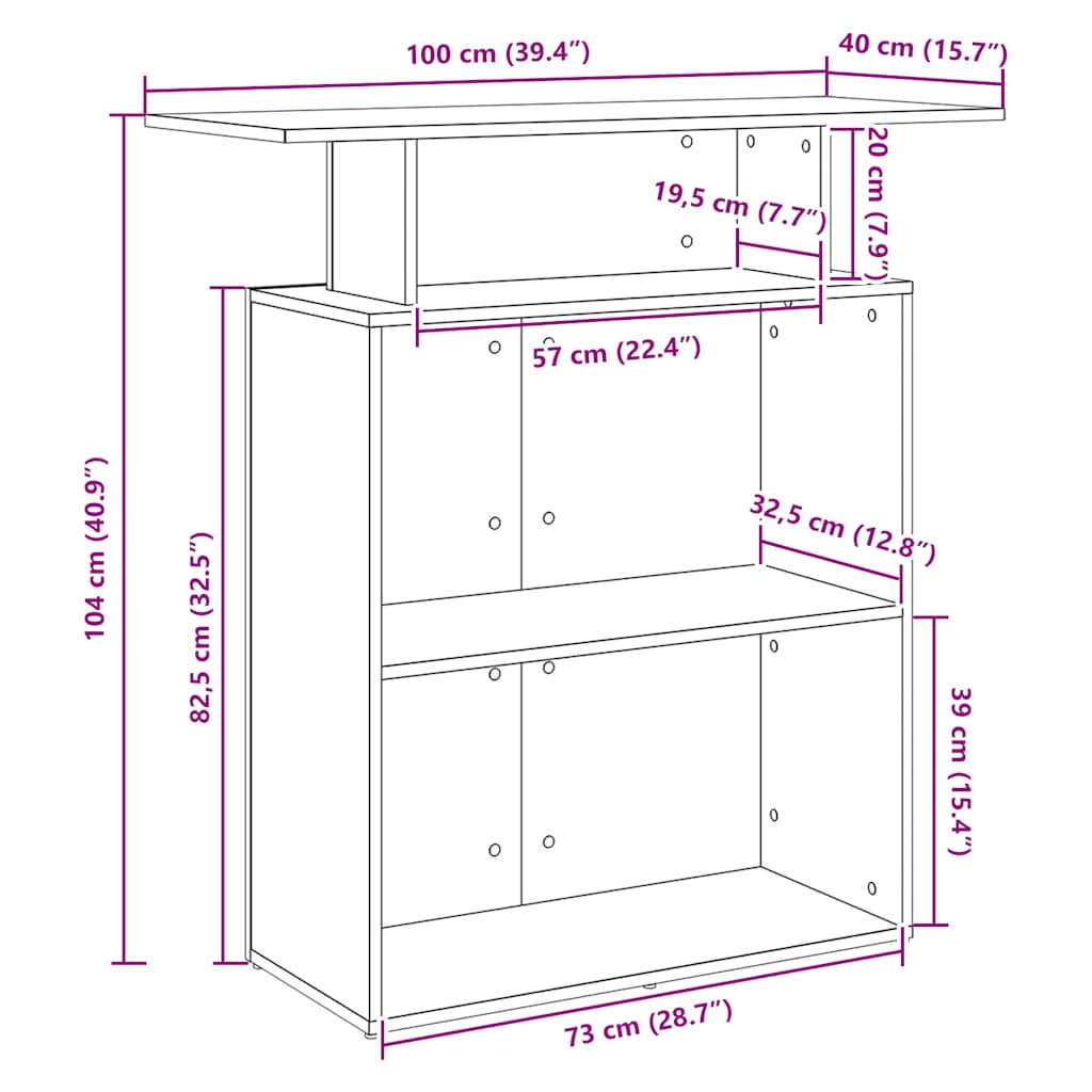 Bureau de réception blanc 100x40x104 cm bois d'ingénierie - XIOS