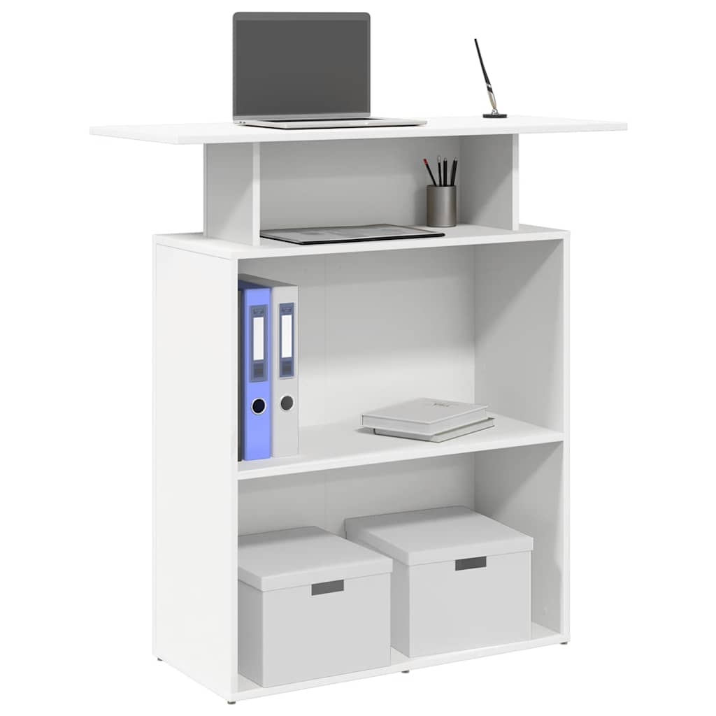 Bureau de réception blanc 100x40x104 cm bois d'ingénierie - XIOS
