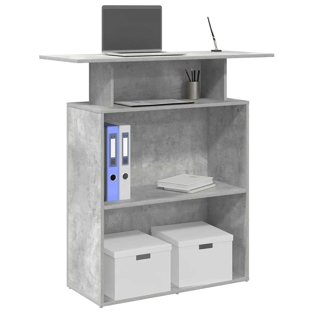 Bureau de réception gris béton 100x40x104 bois d'ingénierie - XIOS