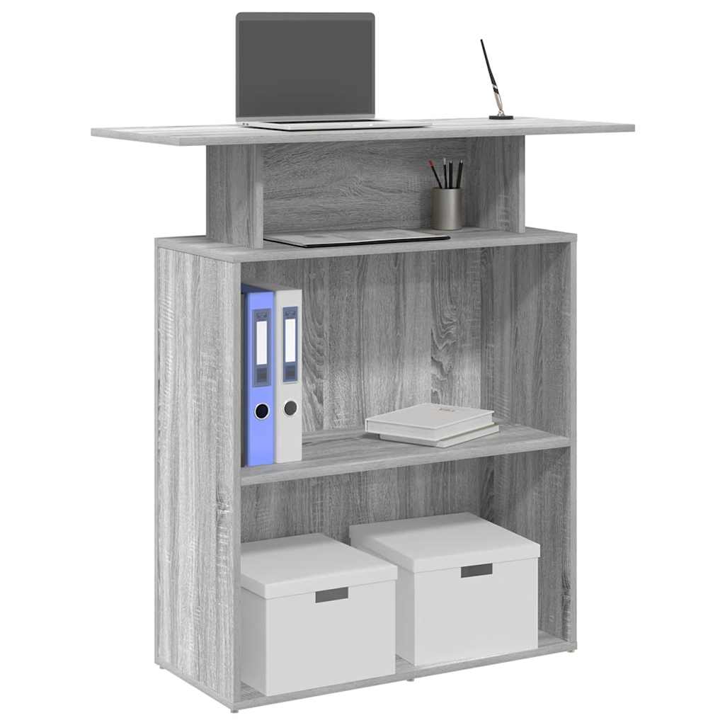 Bureau de réception sonoma gris 100x40x104 cm bois ingénierie - XIOS