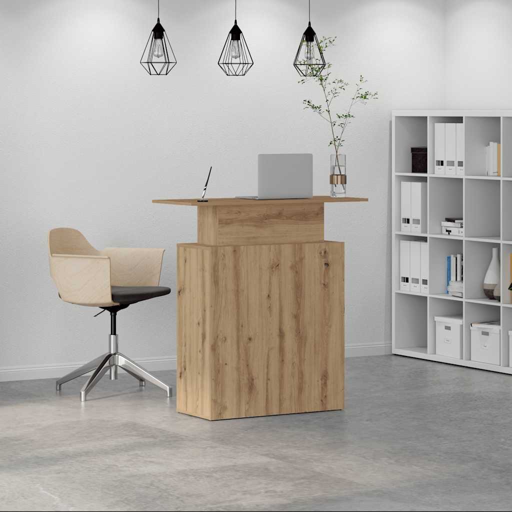 Bureau réception chêne artisanal 100x40x104 cm bois ingénierie - XIOS