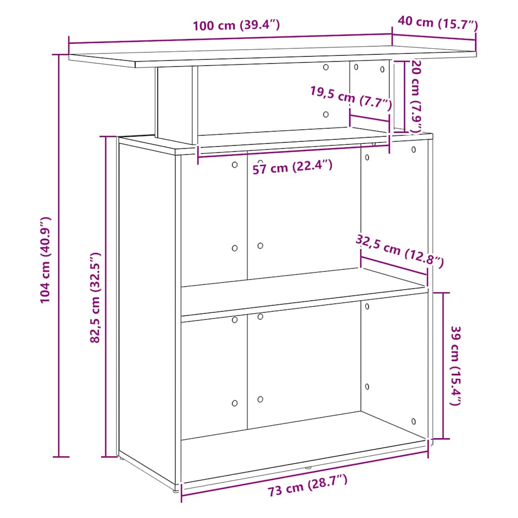 Bureau réception chêne artisanal 100x40x104 cm bois ingénierie - XIOS