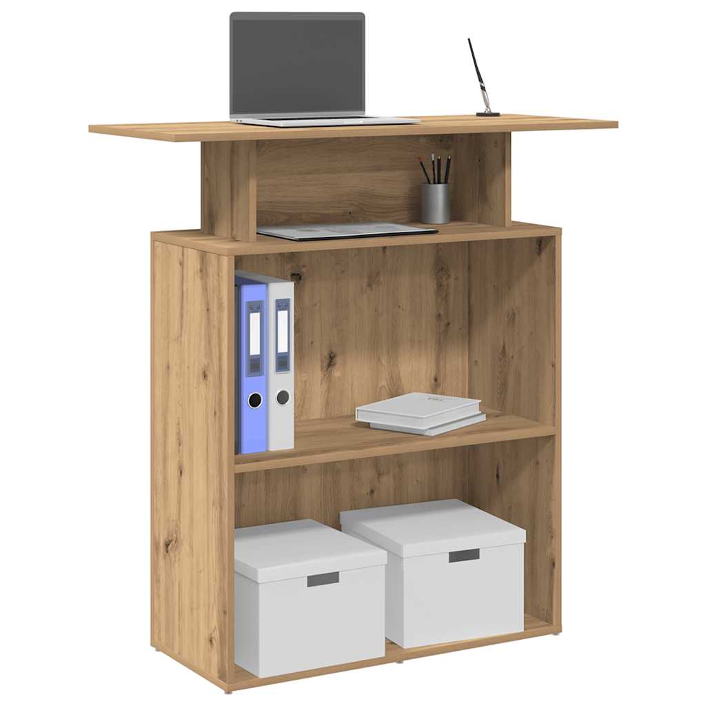 Bureau réception chêne artisanal 100x40x104 cm bois ingénierie - XIOS