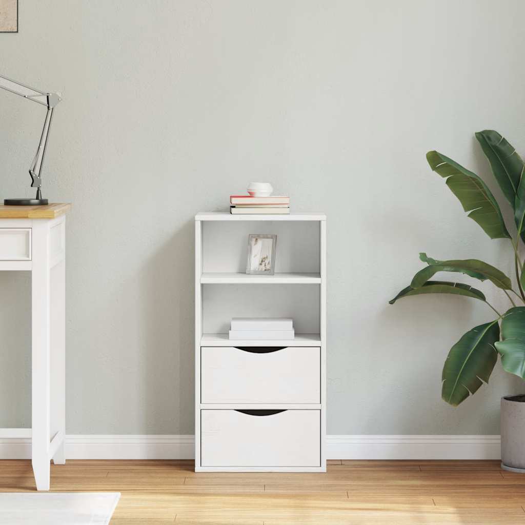 Armoire latérale tiroirs ODDA blanc 40x24x79 cm bois massif pin - XIOS