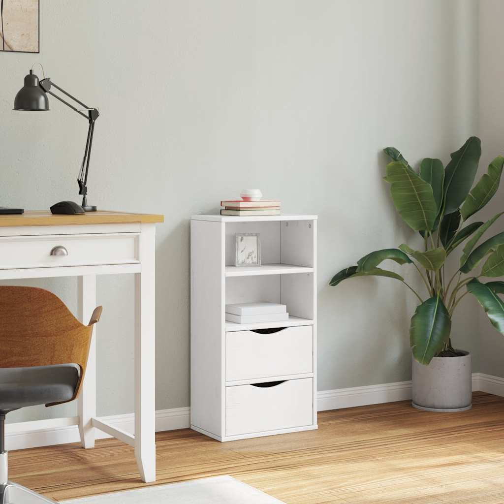 Armoire latérale tiroirs ODDA blanc 40x24x79 cm bois massif pin - XIOS