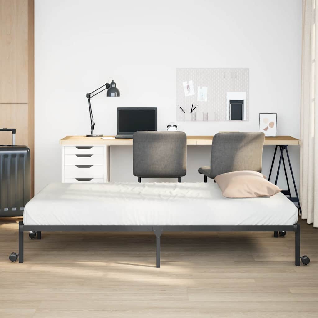 Cadre de lit sans matelas pliable noir 80x200 cm acier - XIOS