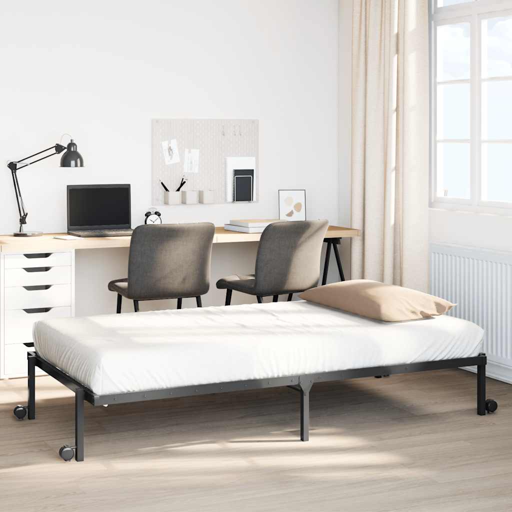Cadre de lit sans matelas pliable noir 80x200 cm acier - XIOS